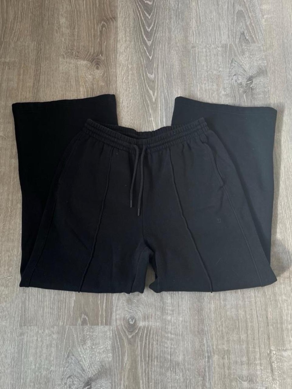 Victoria's Secret PINK black wide leg flare pintuck sweatpants
